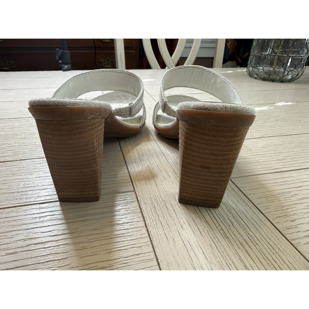 Antonio Melani 3" Heel‎ White Open Toe Slide Sandal Shoe 9 M Block Heel Bohemian - Picture 4 of 10